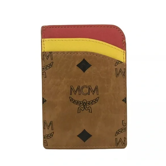 Authentic MCM Logo Visetos Parrot Motif Leather Card Case